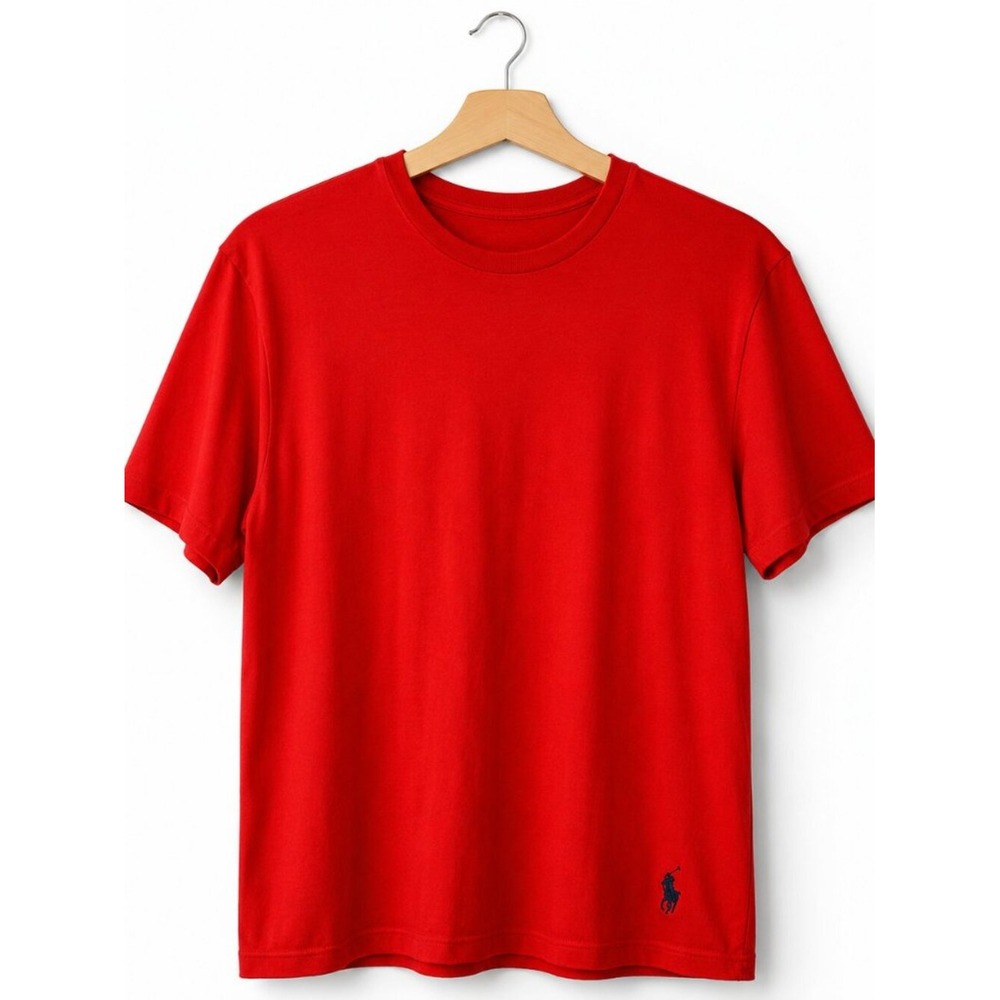 Polo Ralph Lauren Mens T-Shirt Tee Sz M Orange Navy Blue Polo Logo Short Sleeve